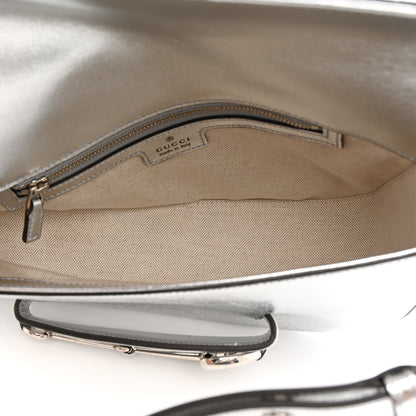 Gucci Metallic Demetra Small Horsebit 1955 Asymmetric Shoulder Bag Silver 5 of 10
