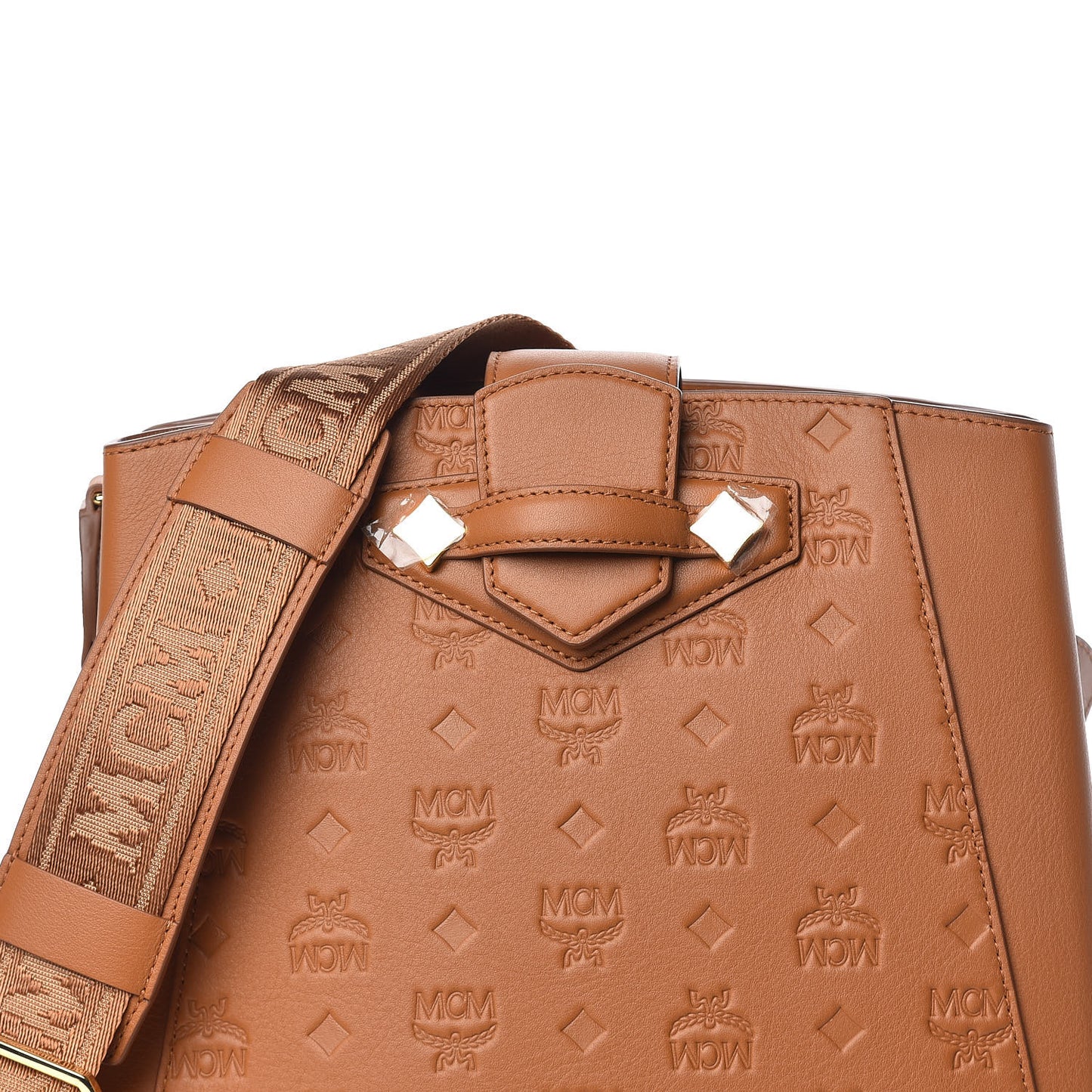 Calfskin Ottomar Monogram Essential Bucket Bag Cognac