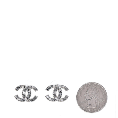 Chanel Baguette Crystal CC Earrings Silver 2 of 5