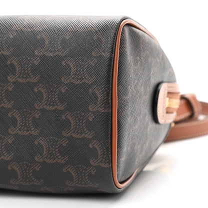 Celine Triomphe Canvas Calfskin Small Boston Bag Tan 9 of 9