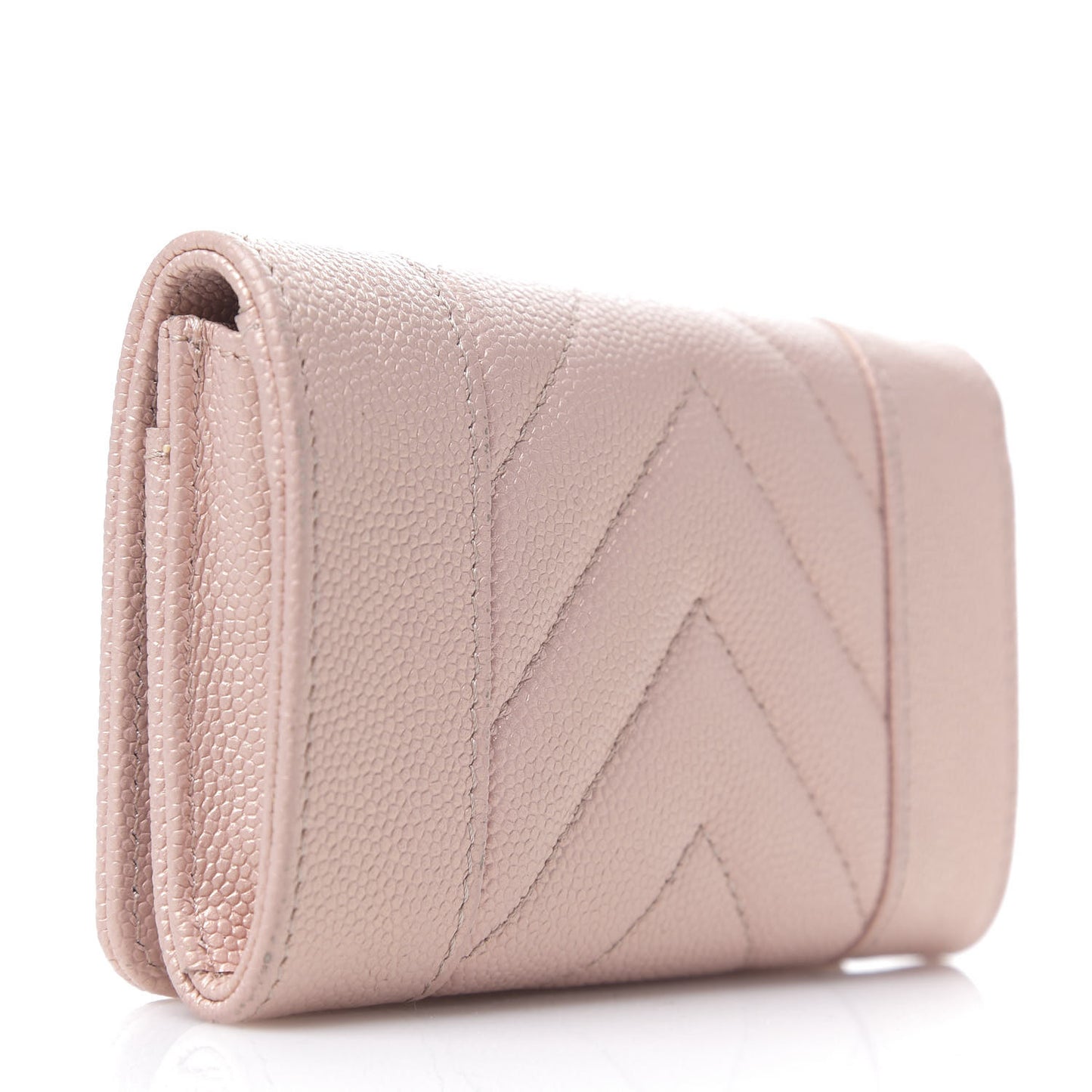 Metallic Caviar Chevron Quilted Vintage Mademoiselle Flap Card Holder Pink