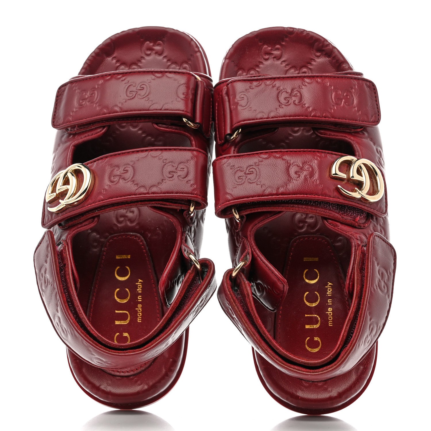 Gucci Guccissima GG Embossed Womens Sandals 36 Rosso Ancora 2 of 10