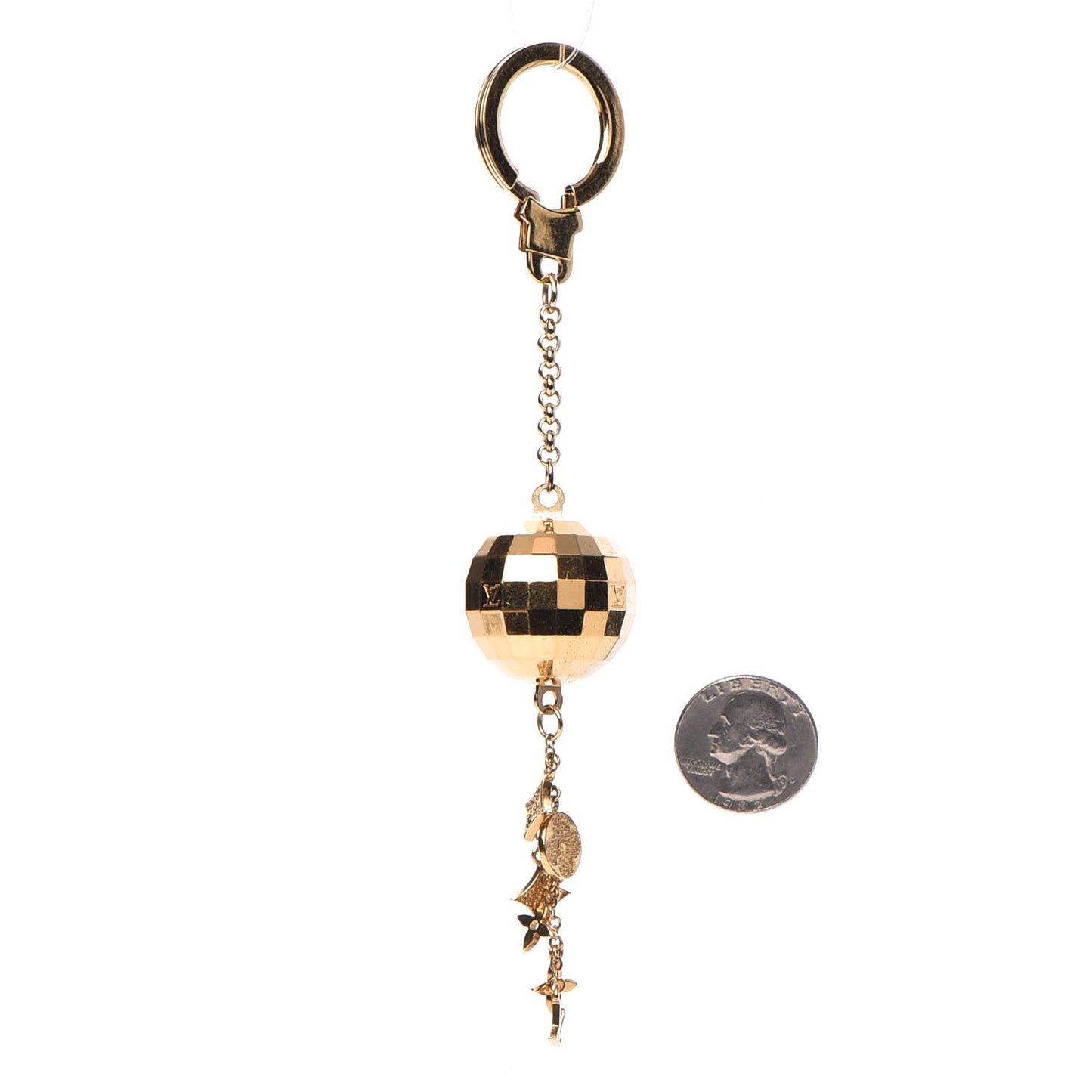 Mirror Ball Disco Key Holder Chain Ring Gold