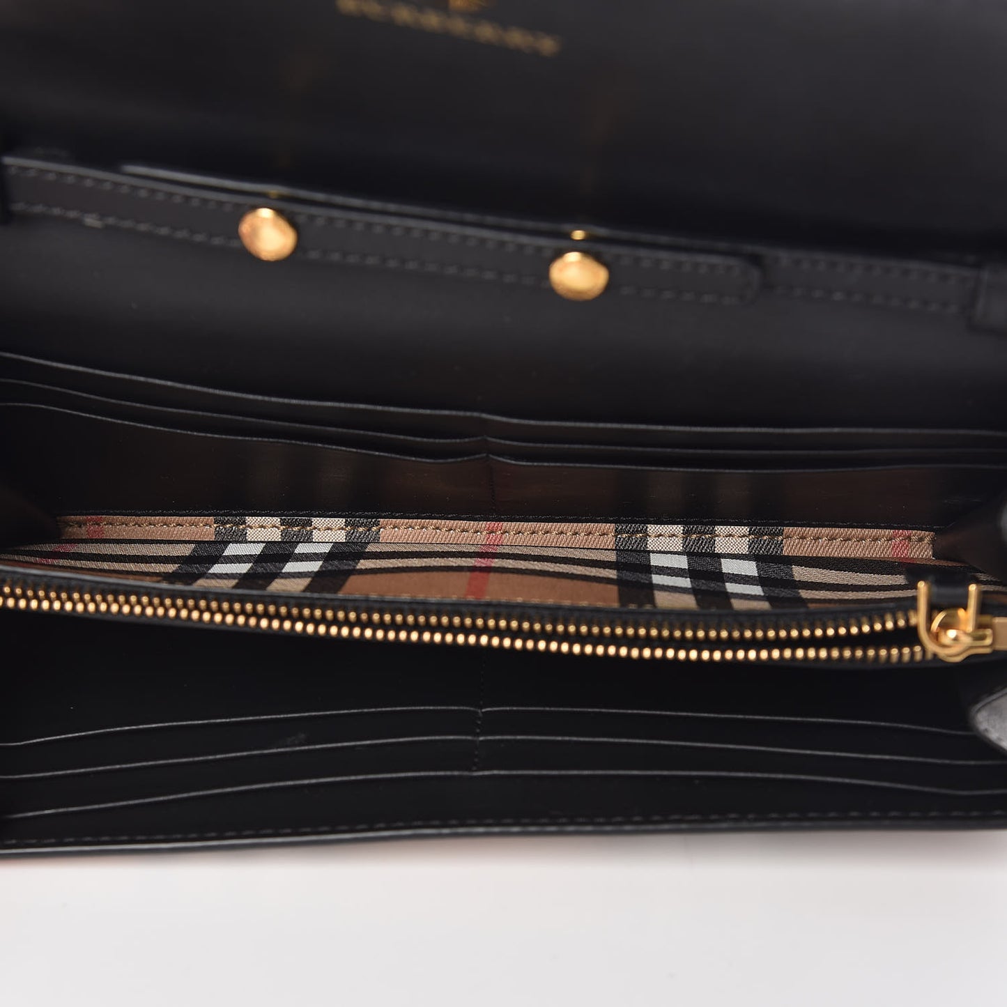 Vintage Check Henley Wallet On Chain Black