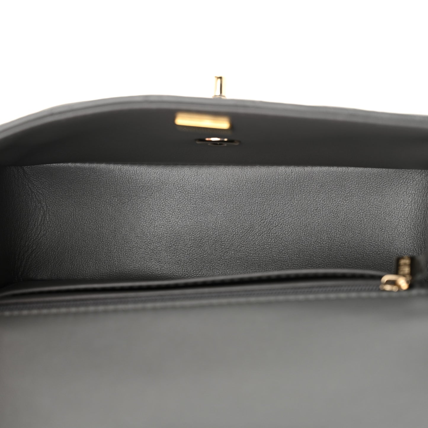 Lambskin Quilted Mini Top Handle Rectangular Flap Grey