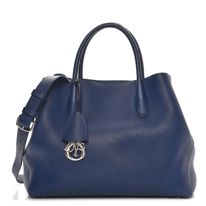 Christian Dior Supple Grained Calfskin Large Open Bar Tote Blue 1 of 12