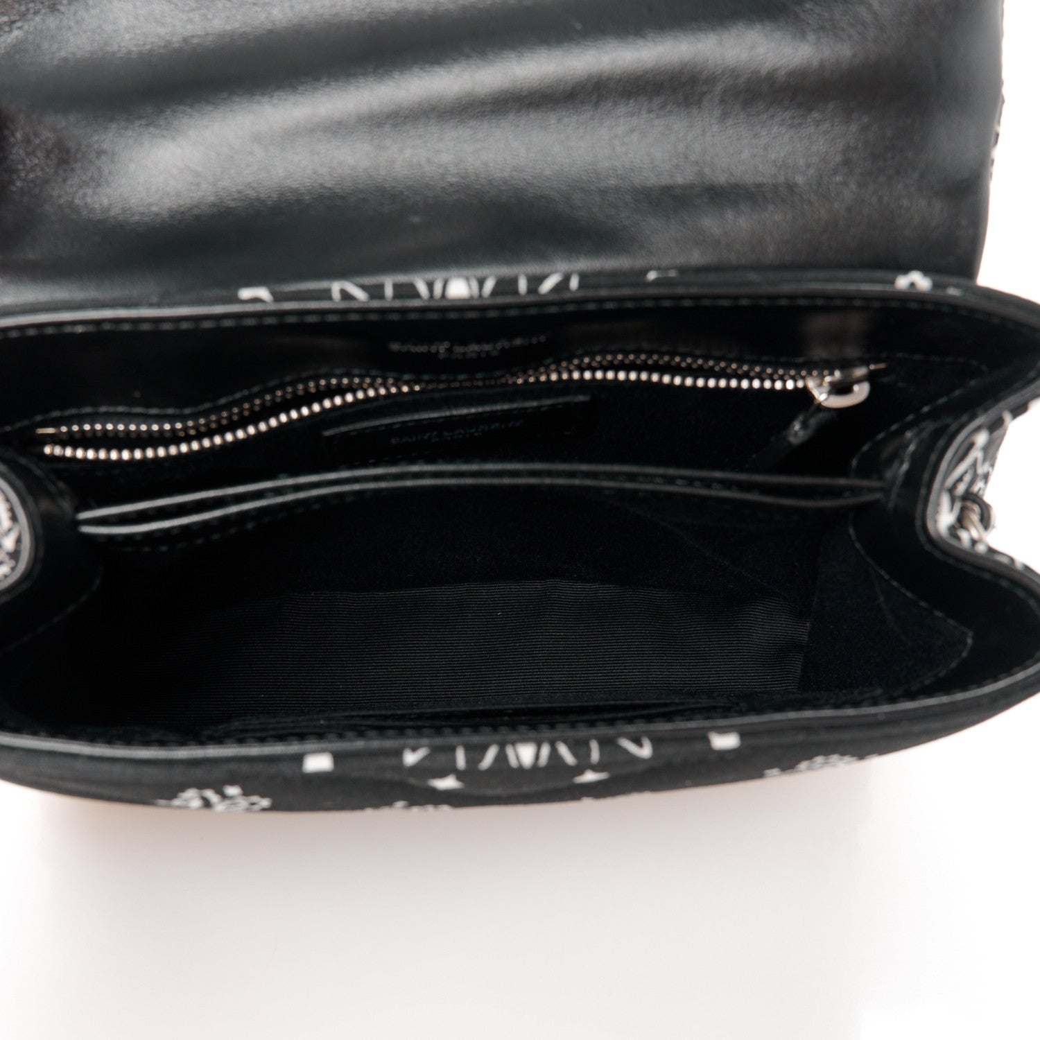 Saint Laurent Cotton Bandana Y Quilted Monogram Toy Loulou Crossbody Bag Black White 5 of 11