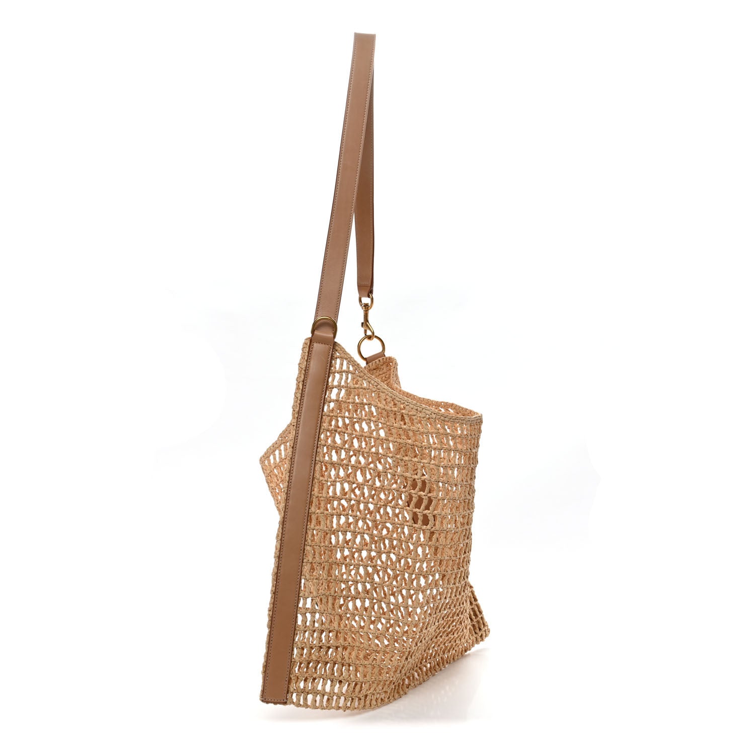 Saint Laurent Raffia Calfskin Oxalis Shoulder Bag Naturale Vintage Brown 3 of 10
