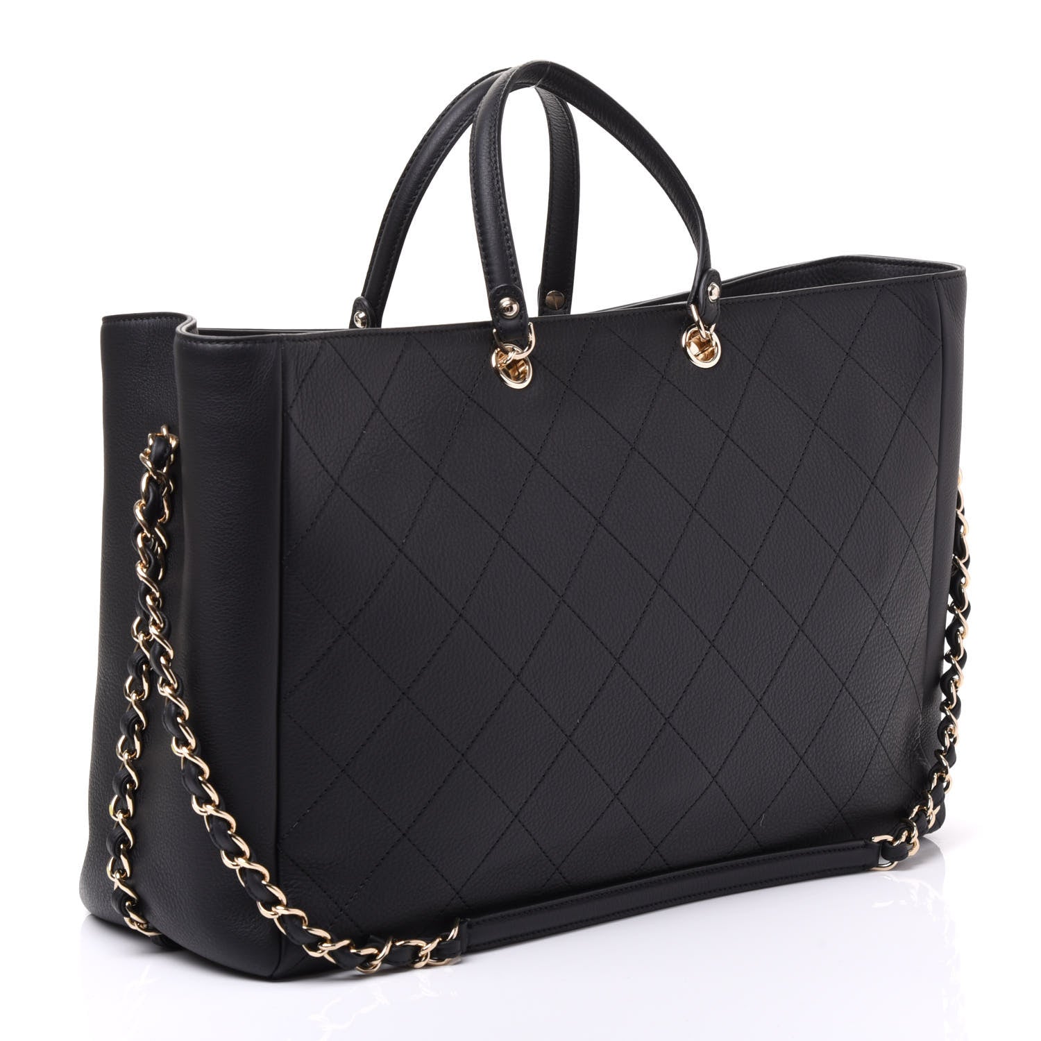 Chanel Bullskin Stitched Large Shopping Bag Black 2 of 12