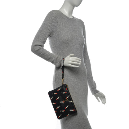 Saint Laurent Calfskin Lipstick Print Monogram Pouch Black 2 of 7