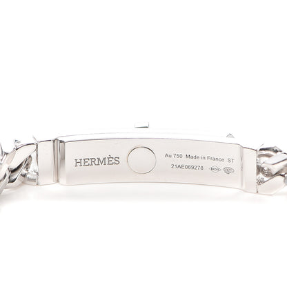 Hermes 18K White Gold Diamond TPM Kelly Gourmette Bracelet ST 4 of 5