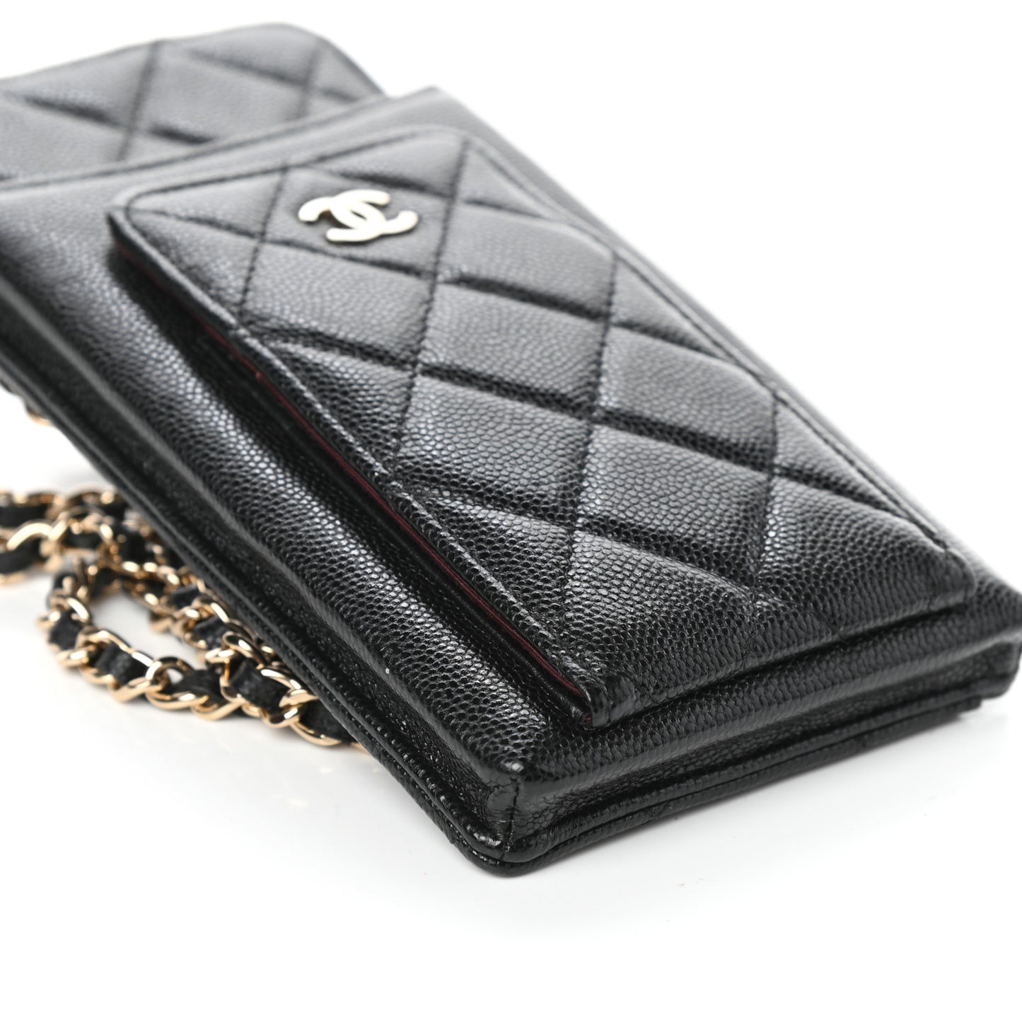 Caviar Quilted Zip Phone Case Black