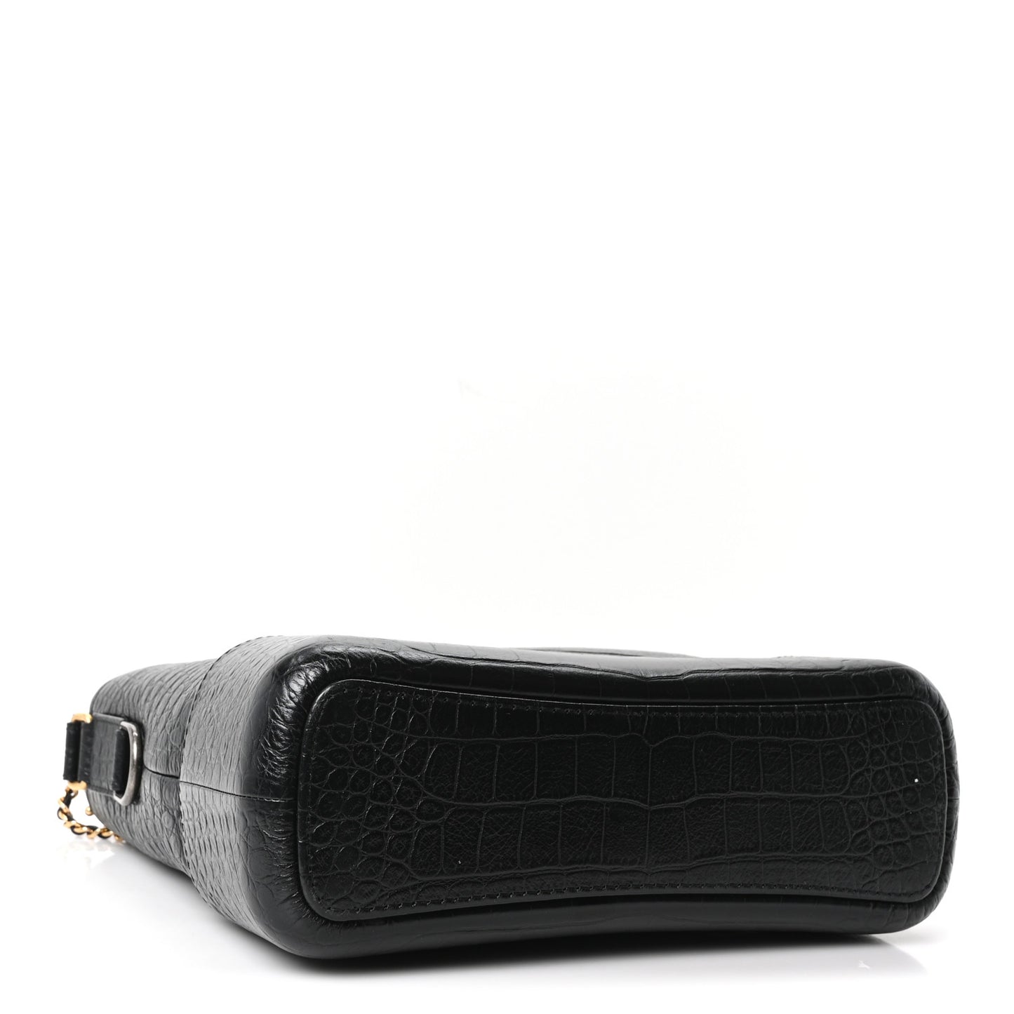 Crocodile Embossed Calfskin Medium Gabrielle Cocodile Hobo Black