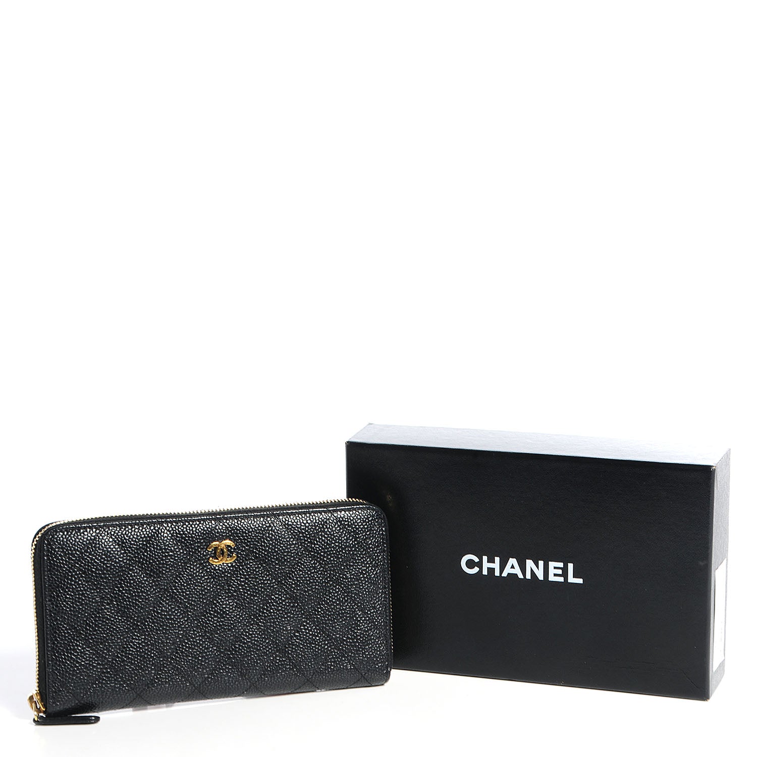 Chanel Caviar Quilted Large Gusset Zip Around Wallet Black 5 of 7