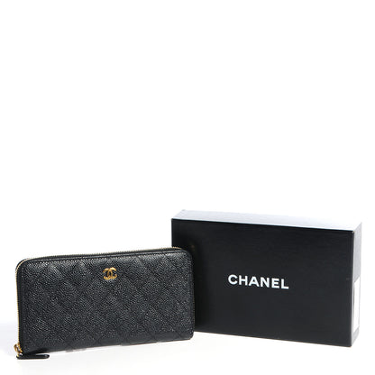 Chanel Caviar Quilted Large Gusset Zip Around Wallet Black 5 of 7
