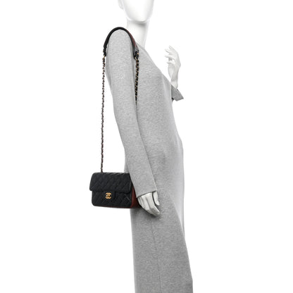 Chanel Calfskin Quilted Small Strap Into Flap Bag Black Burgundy 2 of 10