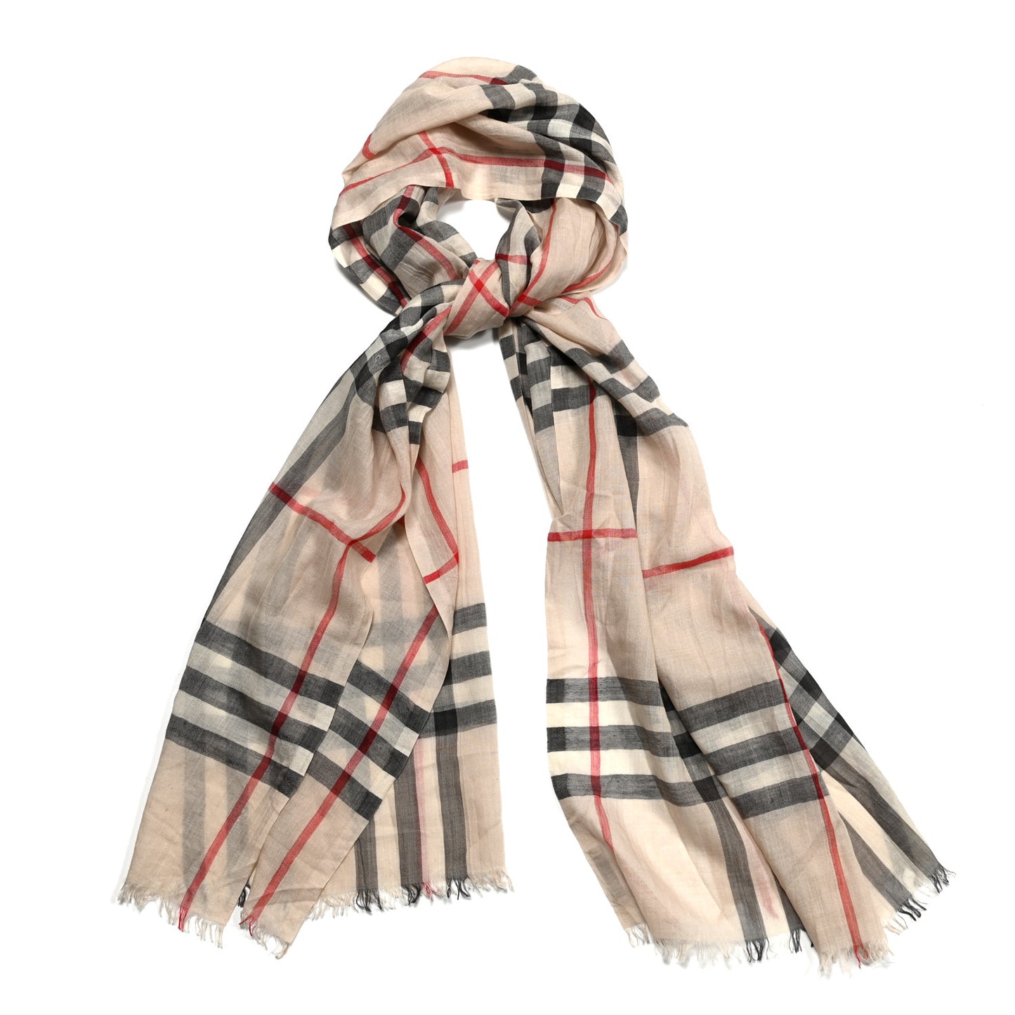 Wool Silk House Check Lightweight Scarf Stone