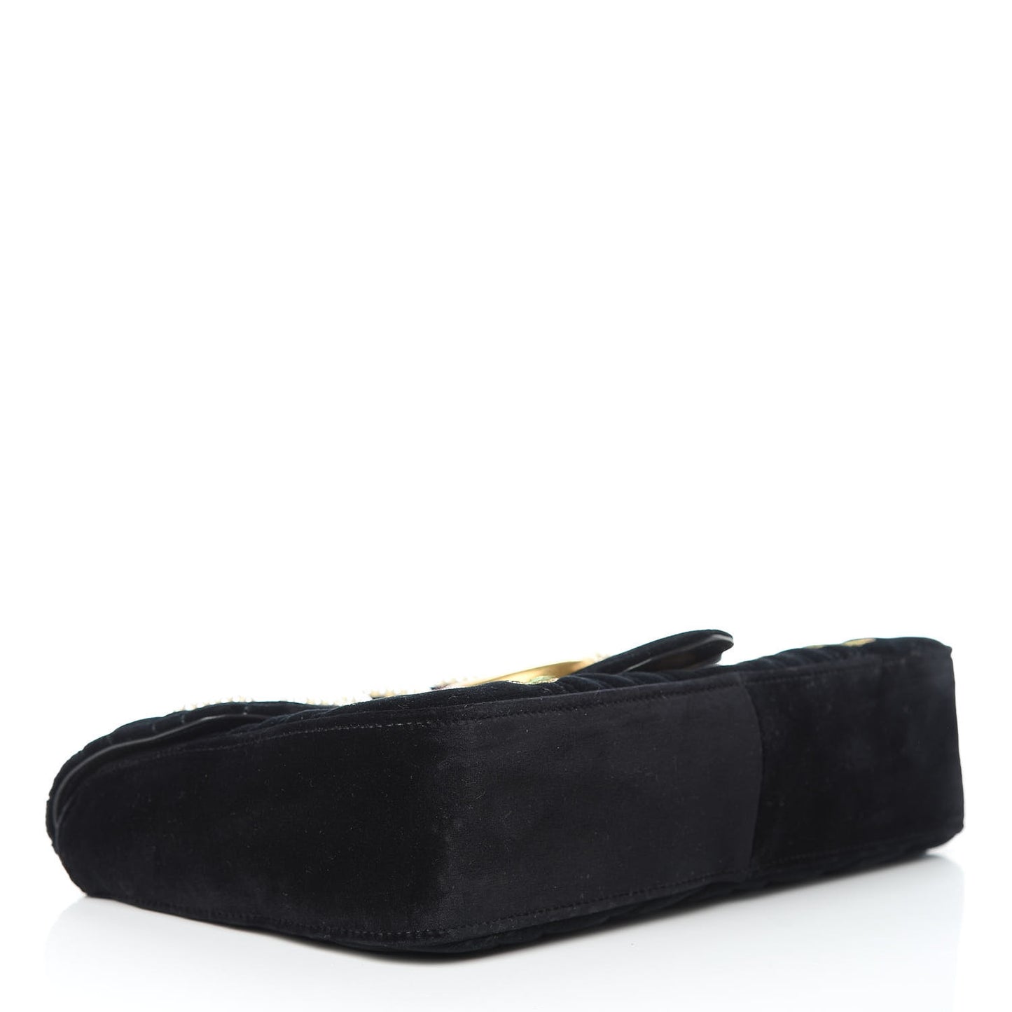 Velvet Matelasse Loved Embroidered Medium GG Marmont Shoulder Bag Black