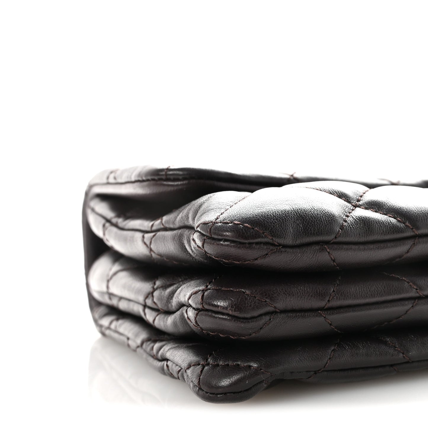 Lambskin Quilted Medium Pillow Crush Flap Bag Dark Brown