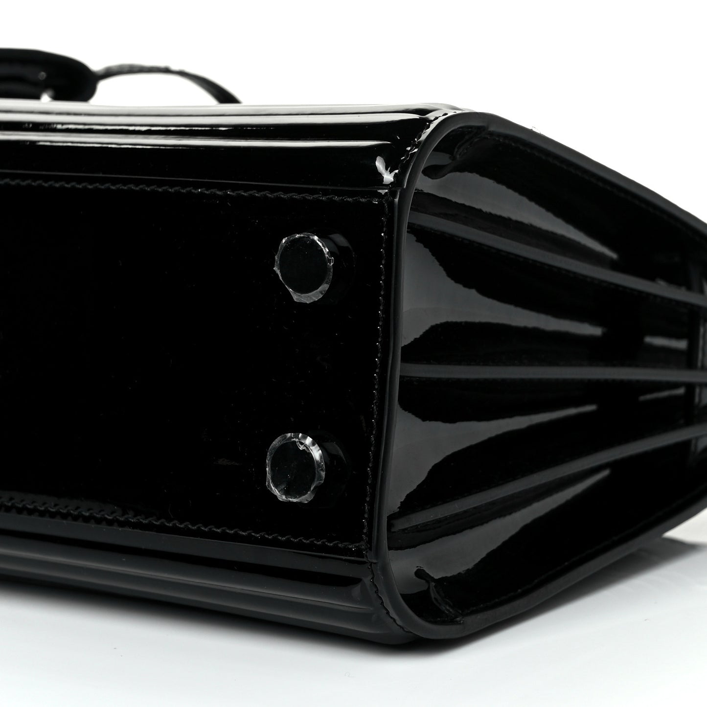 Ribbed Patent Calfskin Nano Sac De Jour Black