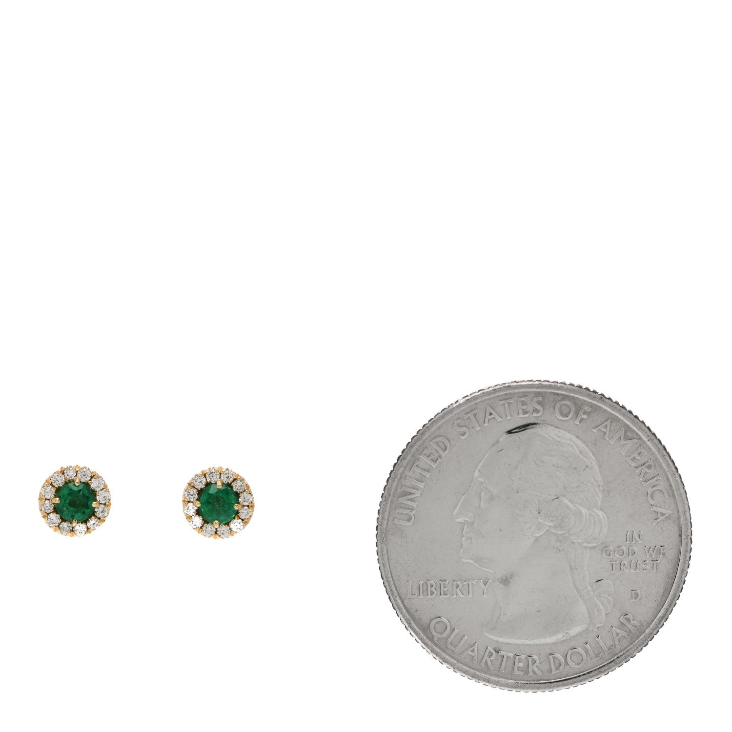 Suzanne Kalan 18K Yellow Gold Diamond Emerald Stud Earrings 2 of 5