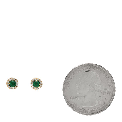 Suzanne Kalan 18K Yellow Gold Diamond Emerald Stud Earrings 2 of 5