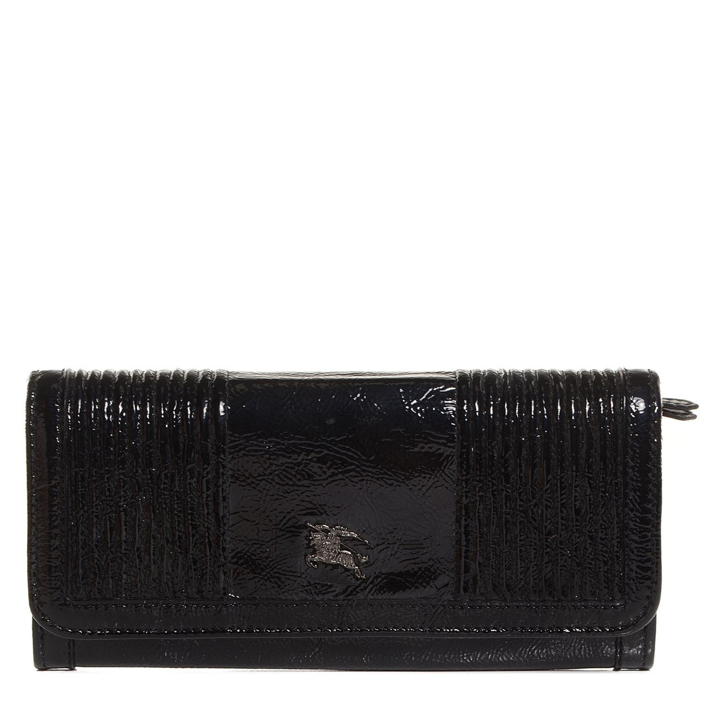Crinkled Patent Continental Wallet Black