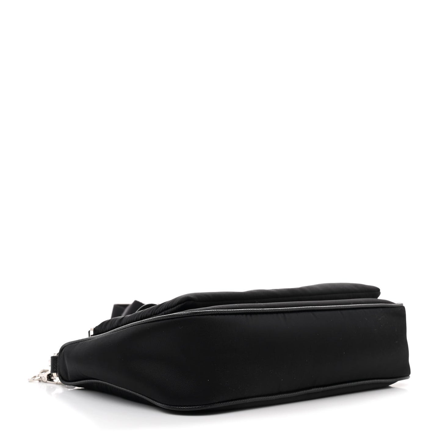 Re-Nylon Saffiano Double Pouch Shoulder Bag Black
