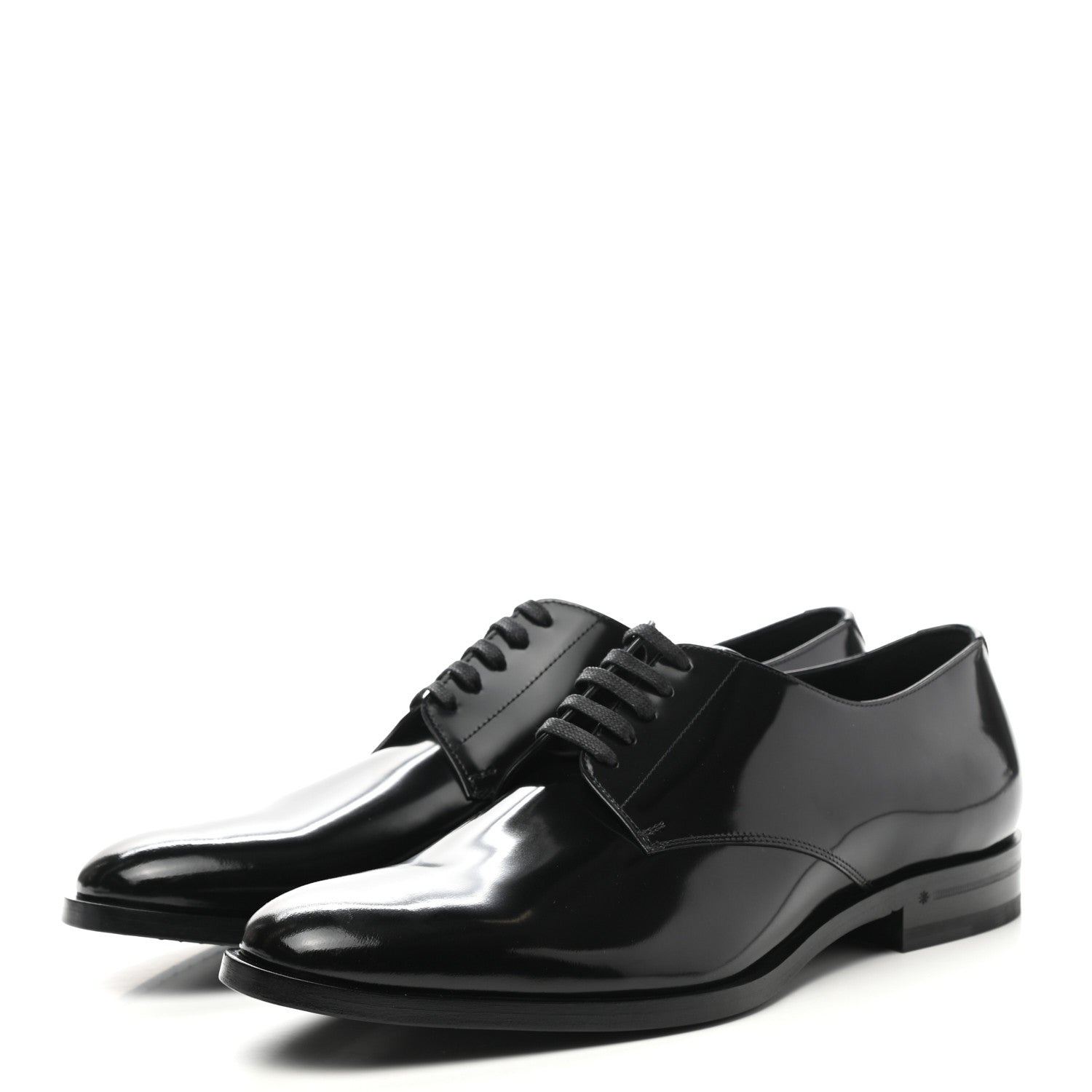 Saint Laurent Patent Calfskin Mens Smoking 25 Derby Lace Up Shoes 45 Black 3 of 10