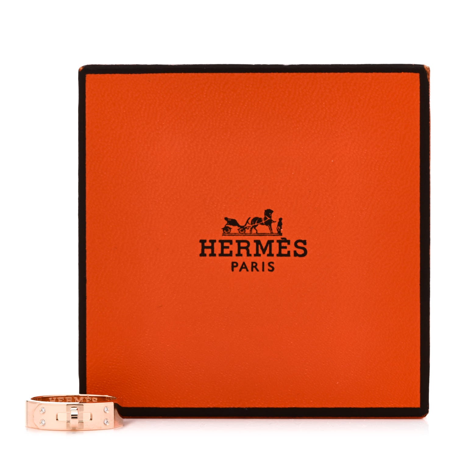 Hermes 18K Rose Gold Diamond PM Kelly Ring 49 5 5 of 5