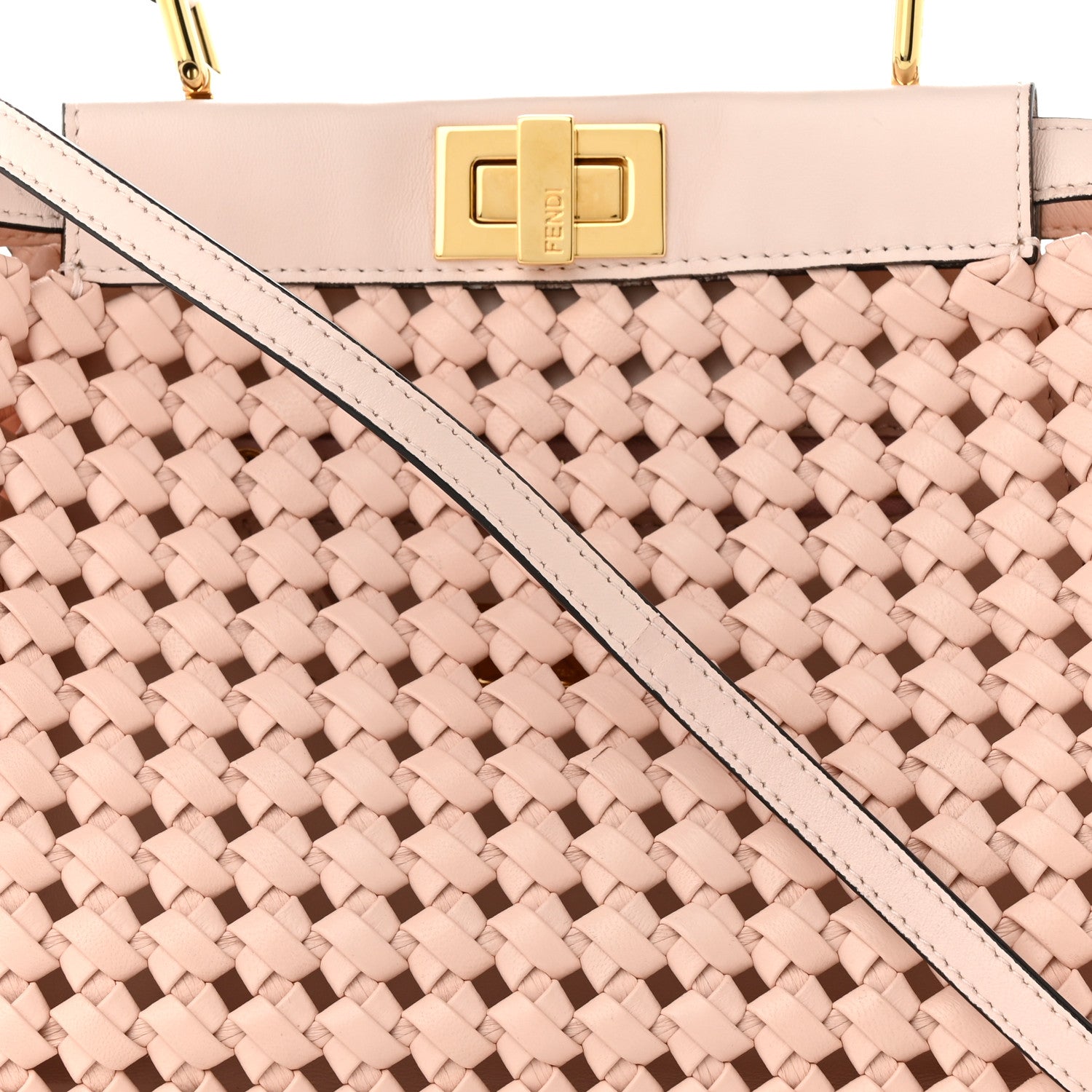 Fendi Nappa Woven Mini Peekaboo Iconic Satchel Rosa Confetto 11 of 15
