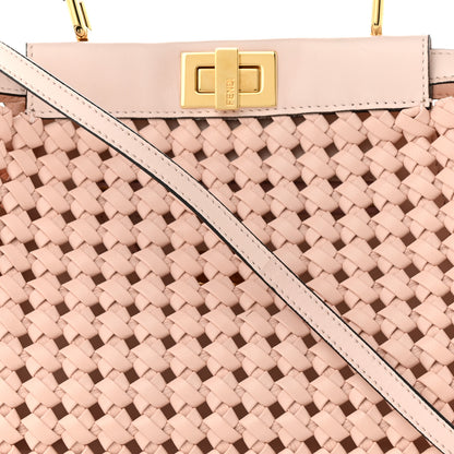 Fendi Nappa Woven Mini Peekaboo Iconic Satchel Rosa Confetto 11 of 15