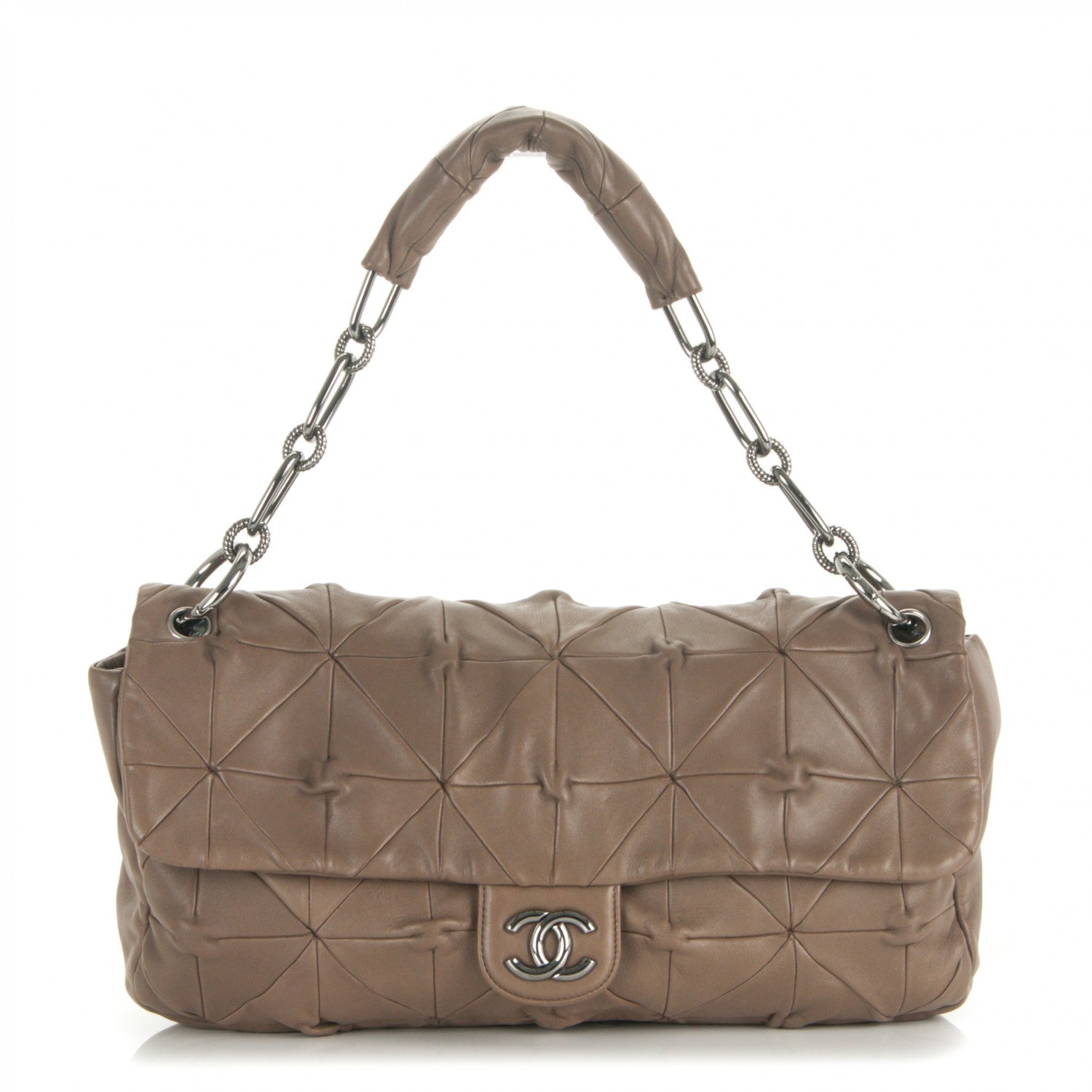 Chanel Lambskin Quilted Jumbo Origami Soft Squares Flap Khaki 1 of 7