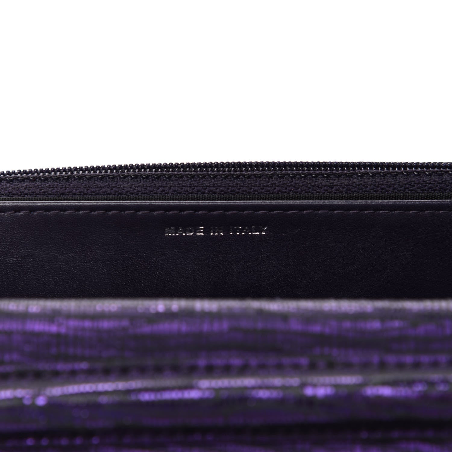 Chanel Iridescent Lizard Embossed Timeless CC Wallet on Chain WOC Purple 7 of 9