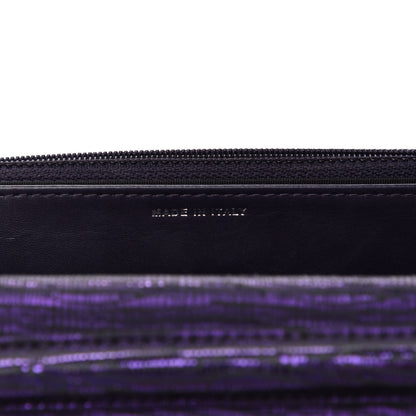 Chanel Iridescent Lizard Embossed Timeless CC Wallet on Chain WOC Purple 7 of 9