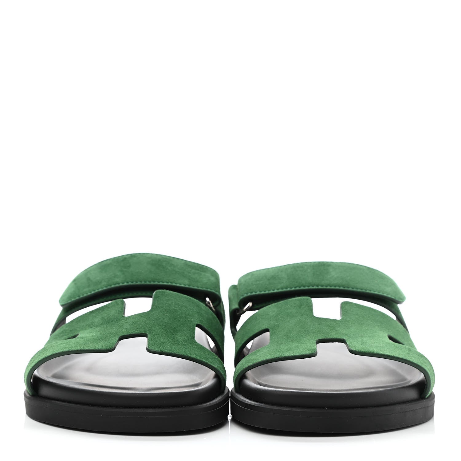 Hermes Suede Goatskin Womens Chypre Sandals 36 Vert Electrique 2 of 8