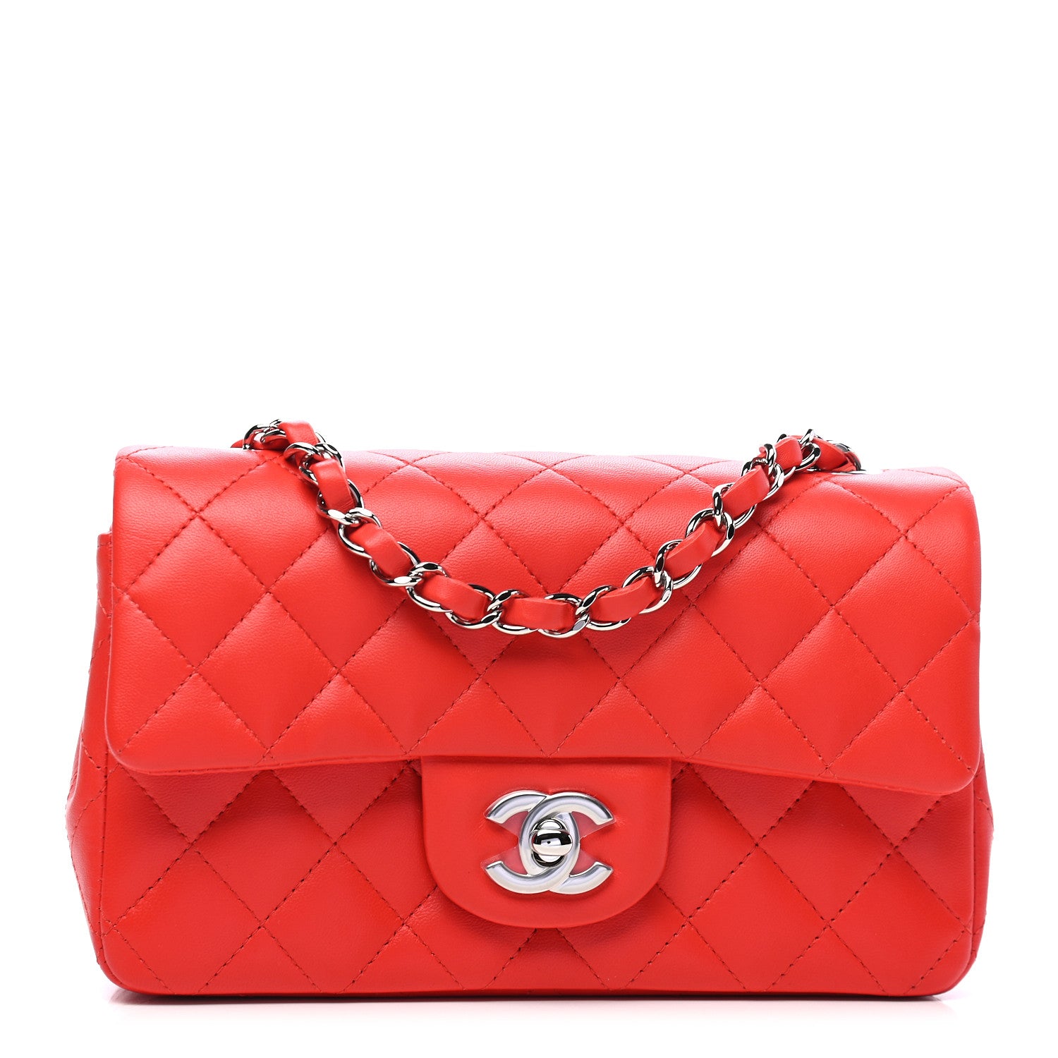 Chanel Lambskin Quilted Mini Rectangular Flap Red 1 of 8