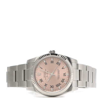 Rolex Stainless Steel 18K White Gold Diamond 34mm Air-King Oyster Perpetual Watch Pink 114234 2 of 5