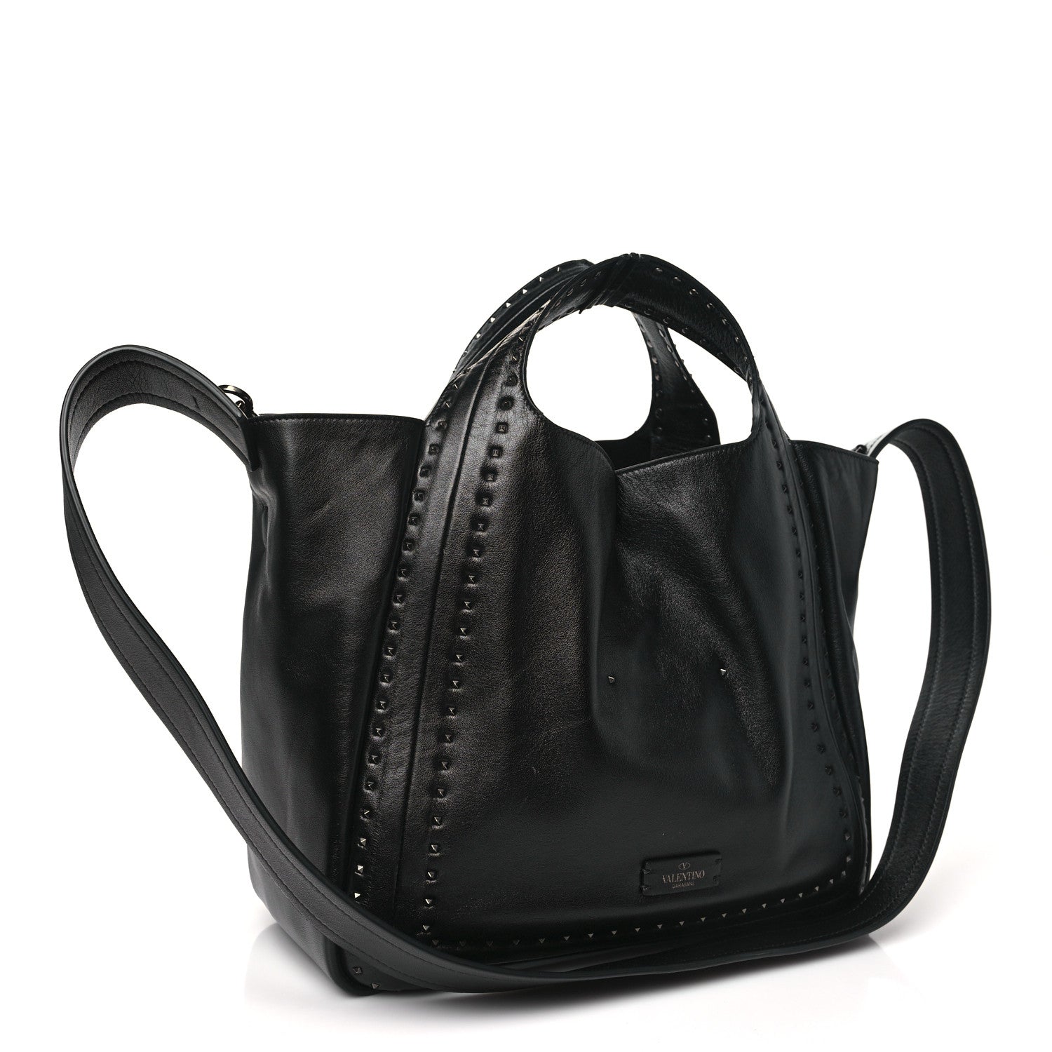 Valentino Garavani Calfskin Rockstud Hobo Tote Black 4 of 10