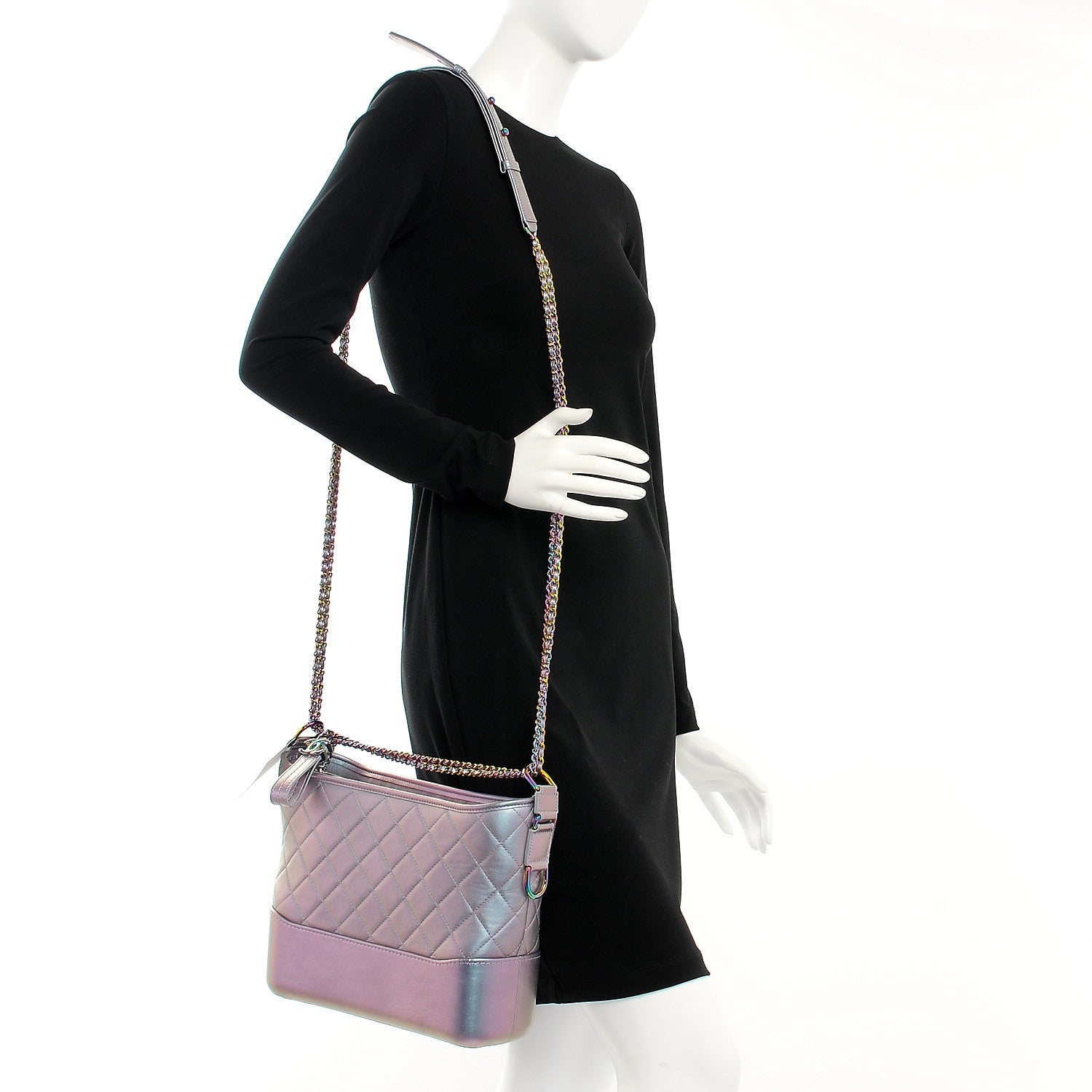 Chanel Iridescent Lambskin Calfskin Quilted Medium Gabrielle Hobo Light Purple 2 of 9