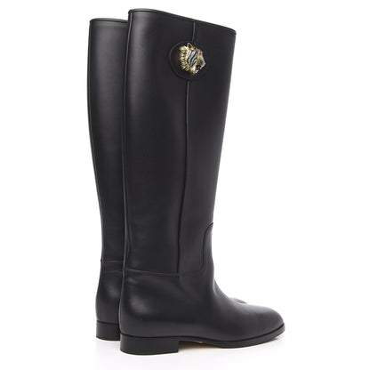 Gucci Calfskin Tiger Head Tall Boots 37 Black 4 of 11