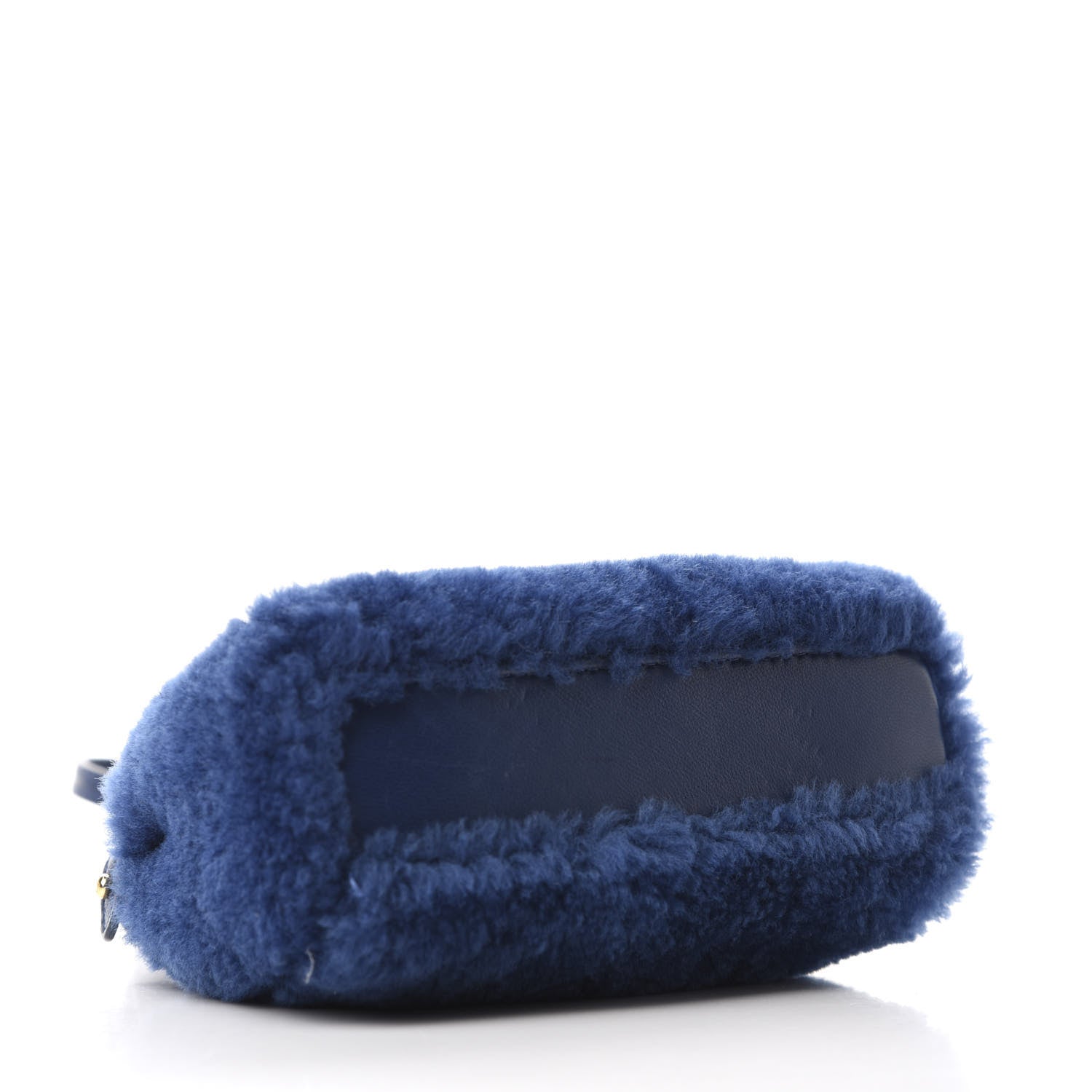 Fendi Shearling Shiny Nappa Micro Peekaboo Iconic Satchel Blue 4 of 11