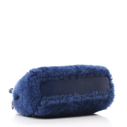 Fendi Shearling Shiny Nappa Micro Peekaboo Iconic Satchel Blue 4 of 11