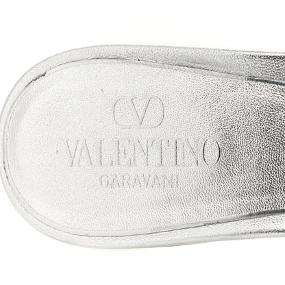 Valentino Garavani Metallic Lambskin Plexiglass Rockstud 75mm Wedge Sandals 37 Silver Transparent 8 of 9