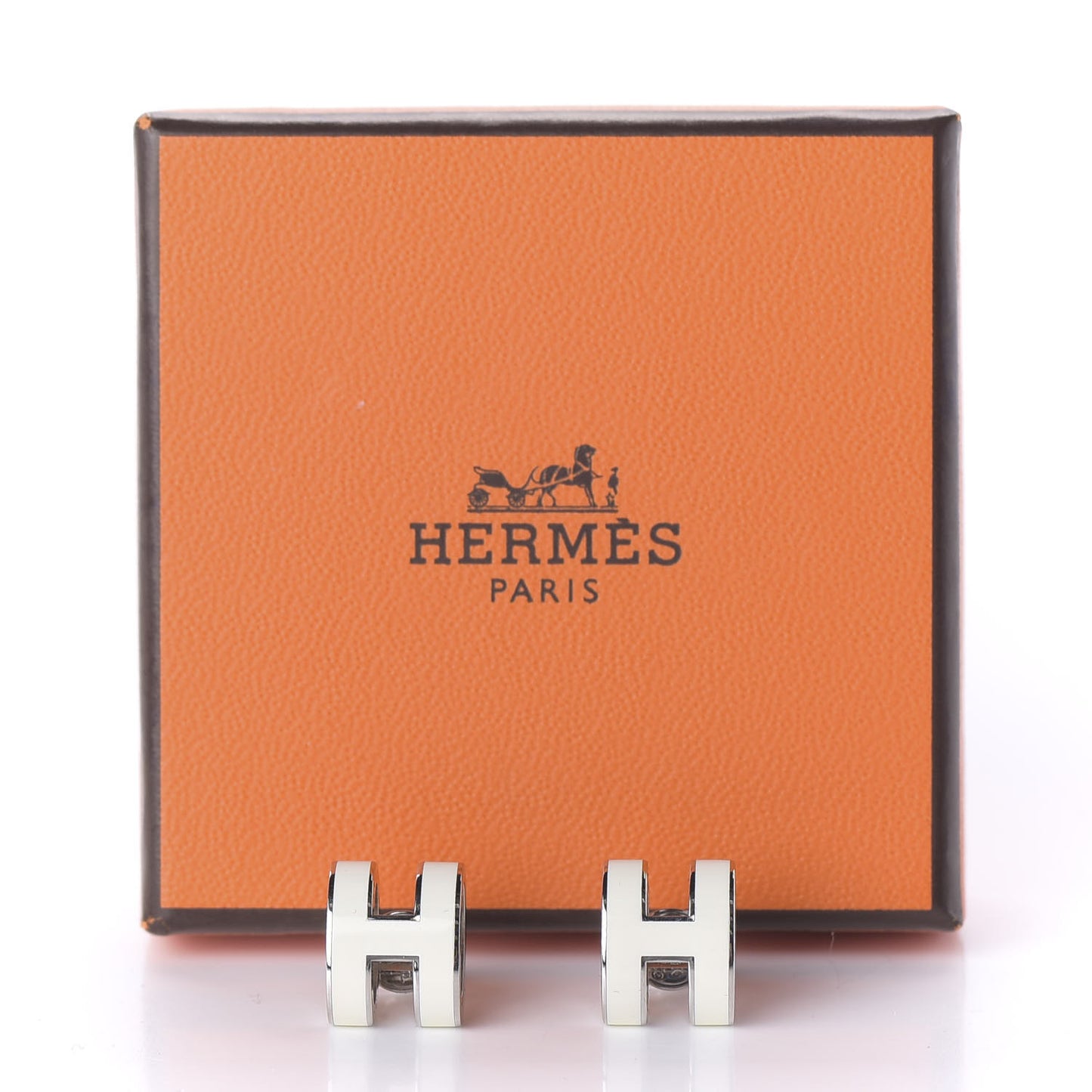 Palladium Lacquered Pop H Earrings White