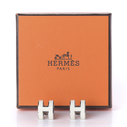 Hermes Palladium Lacquered Pop H Earrings White 7 of 7