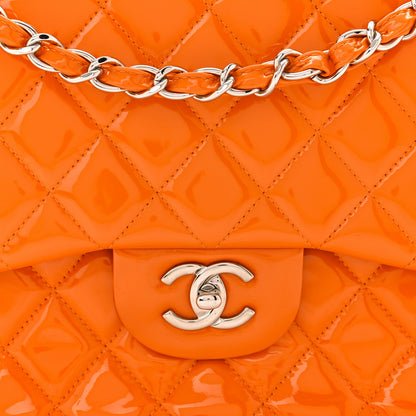 Chanel Patent Quilted Jumbo Double Flap Orange 8 of 11
