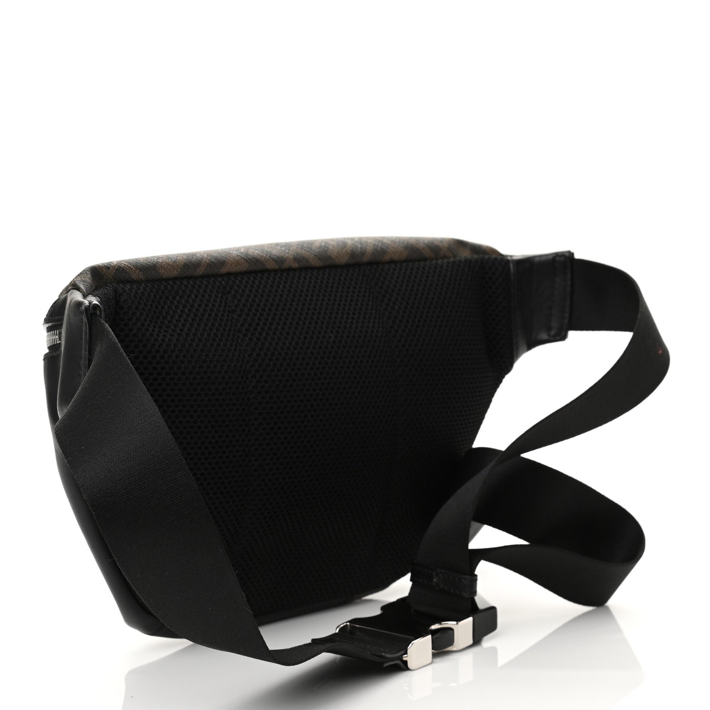 Glazed Fabric Vitello Liberty FF 1974 Diagonal Belt Bag Tobacco Moresco Black