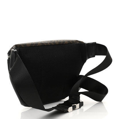 Fendi Glazed Fabric Vitello Liberty FF 1974 Diagonal Belt Bag Tobacco Moresco Black 3 of 10