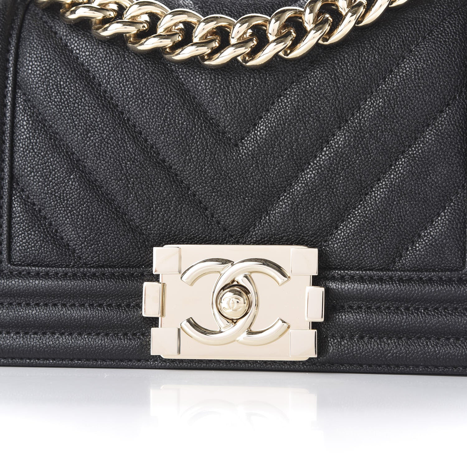 Chanel Caviar Chevron Quilted Small Boy Flap Black 9 of 10